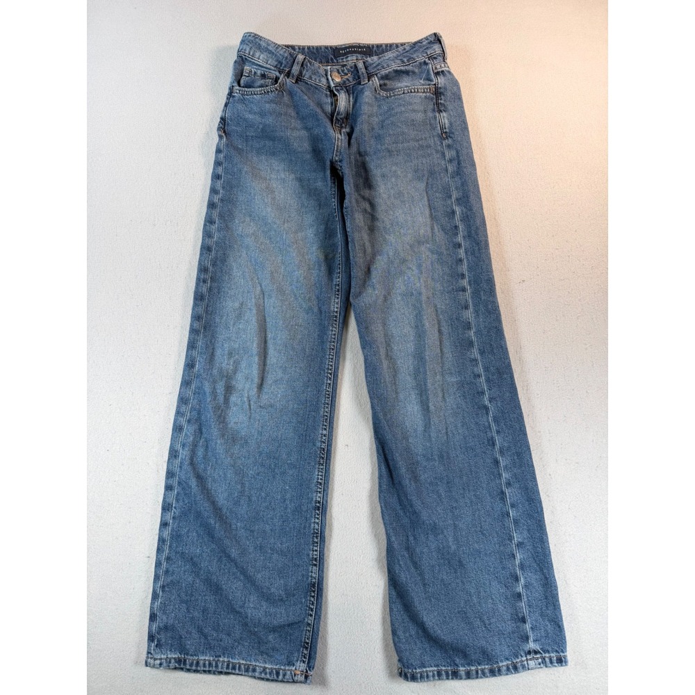 Aeropostale Aero Baggy Wide Leg Jeans Medium Wash Denim High Rise Relaxed Fit